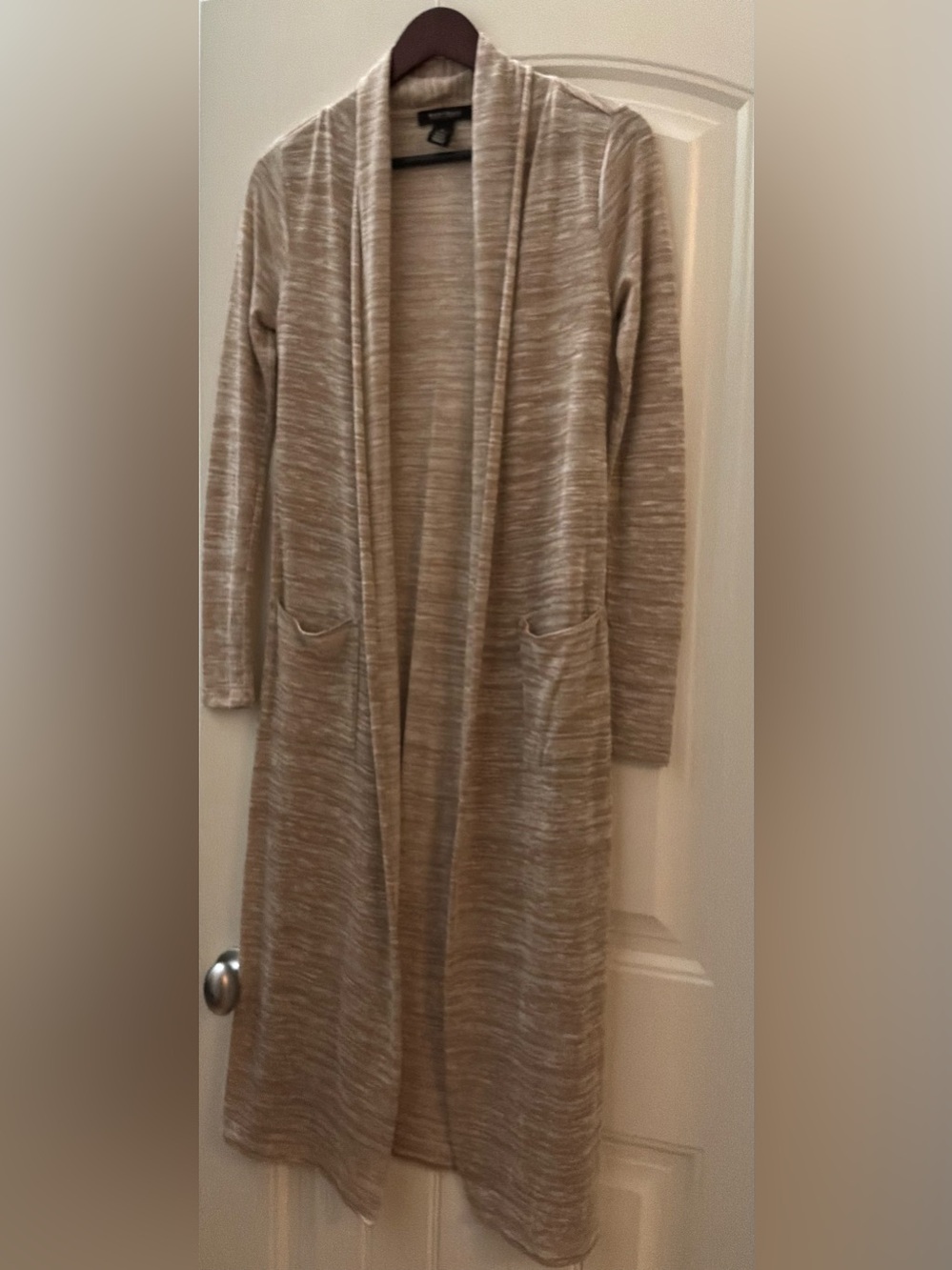 White House Black Market Heathered Taupe Knit Cardigan, Size X Small